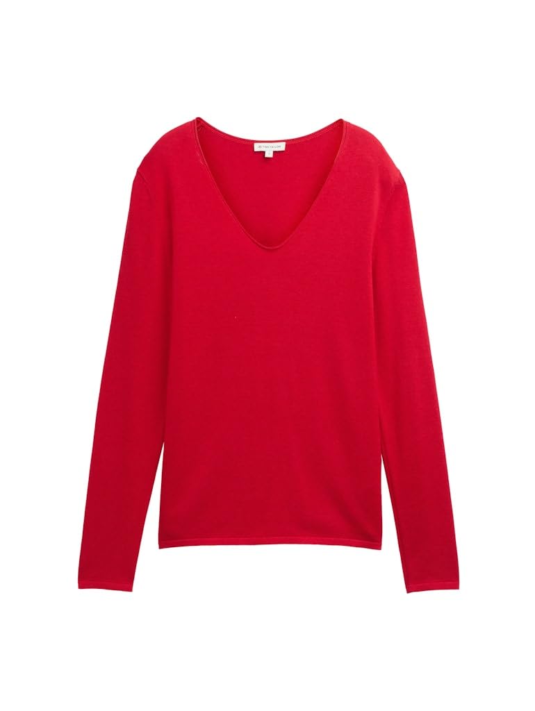 TOM TAILOR Damen Strickpullover mit V-Ausschnitt