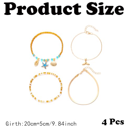 Image of Anklets for Women Fancy, Stylish Payal for Woman, Layered Shell and Starfish Pearl Beaded Anklet Set, Adjustable Beach Jewellery for Girls, Boho Accessories for Summer Festivals