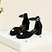 LAURMOSA Black Dress Shoes Girls Sandals High Heels for Kids Flower Girl Shoes Open Toe Ankle Strap Black Chunky Heels for Toddler Little Big Kids Wedding Party Church School (L1032SuBlack 2)