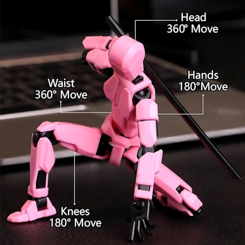 Image of Home Dcor|Pink T13 Mechanical Dummy Robot - Pre-Assembled 3D Printed Multi-Jointed Figurines, Perfect Desk Decoration and Collectible.