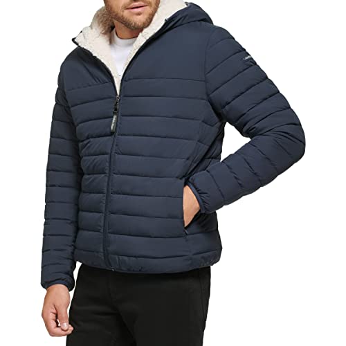 Image of Calvin Klein mens Lightweight Packable Down Jacket With Sherpa Lining