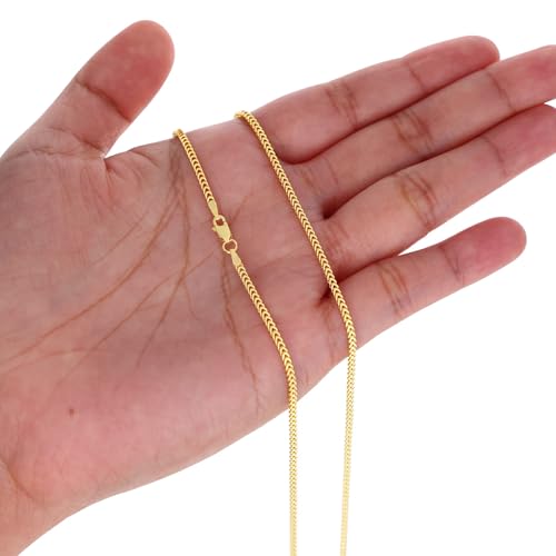 Nuragold 10k Real Yellow Gold Franco Square 2mm Box Chain Wheat Chain Necklace (16"-30") Italian Jewelry for Men & Women4