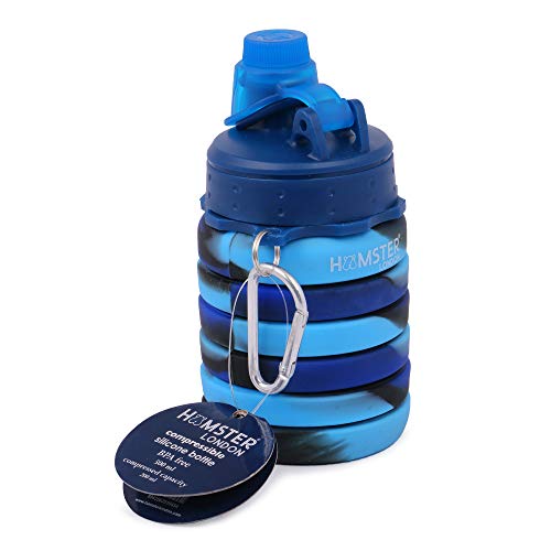 Image of HAMSTER London Silicone Expandable and Foldable Water Bottle for Kids 500ml (Blue)