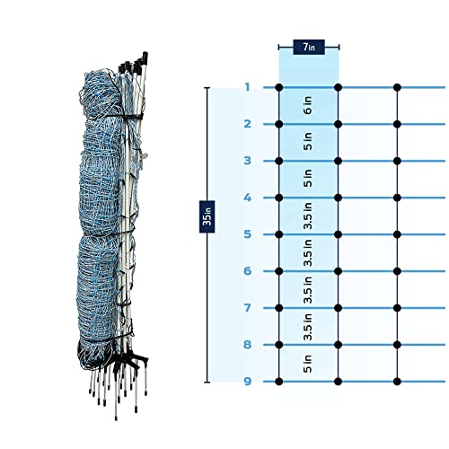 Starkline All-Purpose Sheep and Goat Netting AC Electric Fence Kit - 35\"H x 164\'L Electric Fence for Goats, Sheep, Gardens, Beehives, Dogs, and More in Backyards, Homesteads, Farms and Ranches
