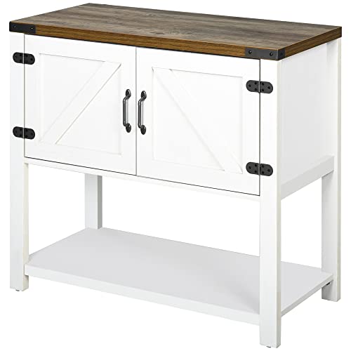 Farmhouse-Double-Door-Coffee-Bar-Cabinet-Sideboard-Buffet-Cabinet-Kitchen-Cabinet-with-Bottom-Shelf-for-Entryway-Living-Room-White Farmhouse Double Door Coffee Bar Cabinet Sideboard Buffet Cabinet Kitchen Cabinet with Bottom Shelf for Entryway Living Room White