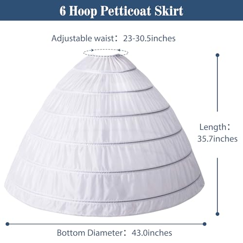 Mannice Women Crinoline Petticoat 6 Hoop Skirt Petticoats for Women Petticoats Underskirt Hoop Slip for Wedding2