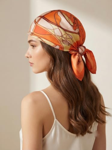 Image of Ravaiyaa - Attitude is everything Women Printed Silk Bandana 21 x 21 Inch Square Headband & Hair Wrap, Soft & Versatile | Fashion Neck Wrap