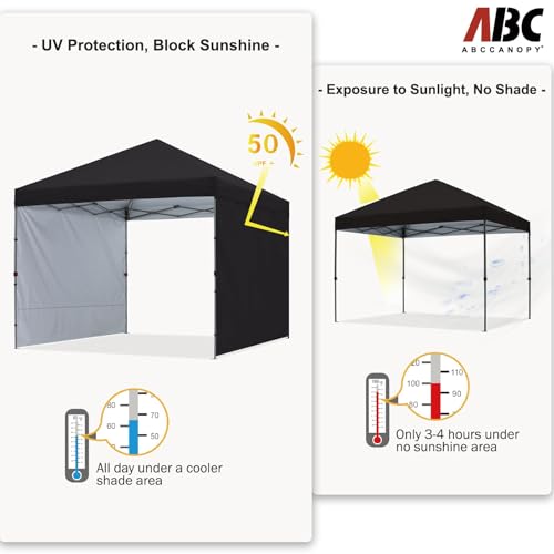 ABCCANOPY 3x3M Pop up Gazebo With Two Side Panels Upgraded Roller Bag, 4 Weight Bags, Stakes and Ropes (Black) - Image 3