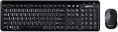 Amazon Basics Wireless Computer Keyboard and Mouse Combo - Quiet and Compact - US Layout (QWERTY)