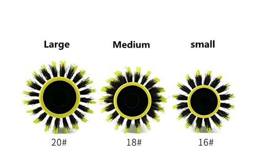 3 in 1 Ceramic & Ionic Bristle Round Barrel Hair Brush Set for Women & Men - Professional Styling, Blow Drying, Curling with Boar Bristle Brush & Scalp Comb (Yellow)