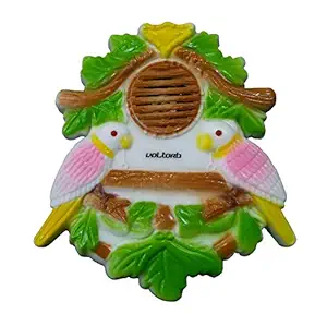 VOLtORb Plastic Double Parrot Door Bell Single Bird Tune Wired Door Bell with Double LED Indicators (Parrots Blinking Eyes, Multicolour, 12.5 x 13 x 4 cm)