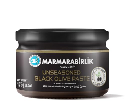 Marmarabirlik, Black Olives Spread, Turkish Olive Paste & Tapenade, Gourmet Mediterranean Flavor, Sandwiches, Crackers, Appetizer, Dips & Salads, Vegan, Kosher, Halal, 6.2oz (175g)