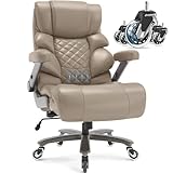 VUZI 700lbs Big and Tall Office Chair-Large Computer Chair with Adjustable Lumbar Support 3D Flip Arms Plus Size Wheels, High Back Executive Desk Chair, Heavy Duty Metal Base, Thick Padded Wide Seat