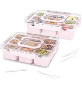 REBECAT Divided Serving Tray with Lid and Handles 9 Compartments Snack Box Container Charcuterie ...