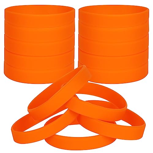 LVNRIDS 30 PCS Silicone Bracelets Wristbands for kid Sports Rubber Elastic Wristband Bracelet for School Activity Party Favors Decorations Orange