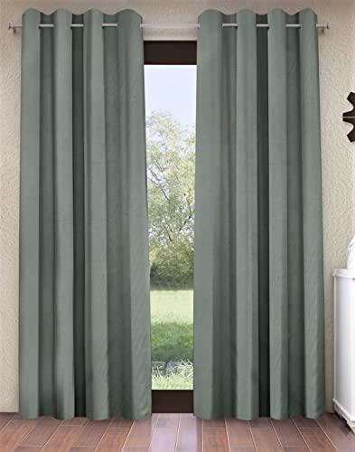 Image of Home Sizzler 1 Piece Solid Blackout Eyelet Polyester Window Curtain - 5 Feet, Grey