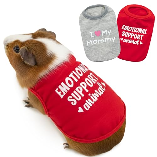 ALUZAEMO Guinea Pig Clothes - 2 Pack Cute Small Animal Vest Clothes for Rat Rabbit Chinchilla Ferret Kitten Bunny Chihuahua Mini Dogs - Soft Breathable T-Shirt Pet Costume