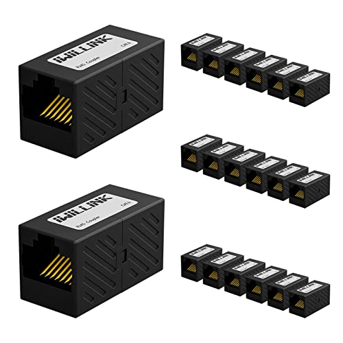 Image of iwillink RJ45 Coupler Ethernet Connector, Female to Female RJ45 Connector for Cat7 Cat6 Cat5e Cat5 Ethernet Cable, Extender Adapter, 20 Pack, Black