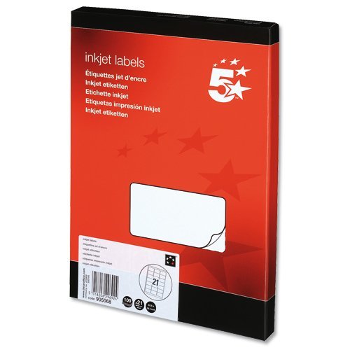 Image of 2 x Addressing Labels Inkjet 21 per Sheet 63.5x38.1mm White [2100 Labels]