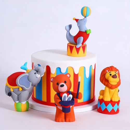 Décoration De Gâteau Cirque, Cirque Cupcake Topper, Diy Décoration Gâteau D'Anniversaire Fête, Clowns, Lions, Éléphants, Décorations De Gâteaux Pour Fêtes d'Anniversaire Cirque (colorful2)