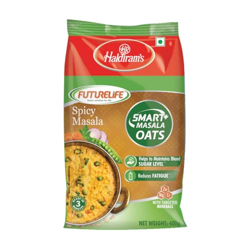 Image of Future Life Masala Oats | Non Sticky | Tasty, Anytime Snack | Ready in 3 mins | Tasty & Heathy Evening Snack | 100% Whole Grain Oats | No added preservatives | helps manage weight | 400g