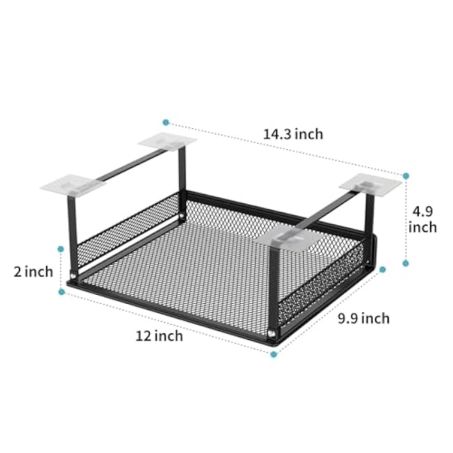 iSPECLE Under Shelf Basket 4 Pack, 15 and 30 Black Strong Adhesive
