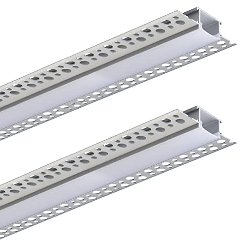 Long Life Lamp Company Aluminium Plaster in LED Profile Channel 1 metre Opaque Diffuser Trimless, Drywall CP01 (2)