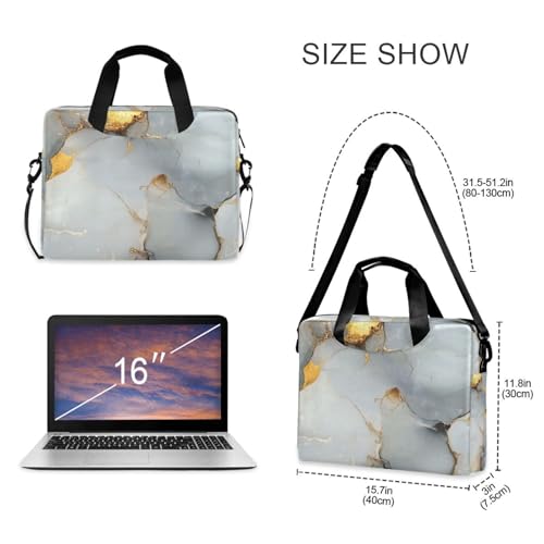 Funda maletín para portátil con patrón mármol gris oro miniatura 5