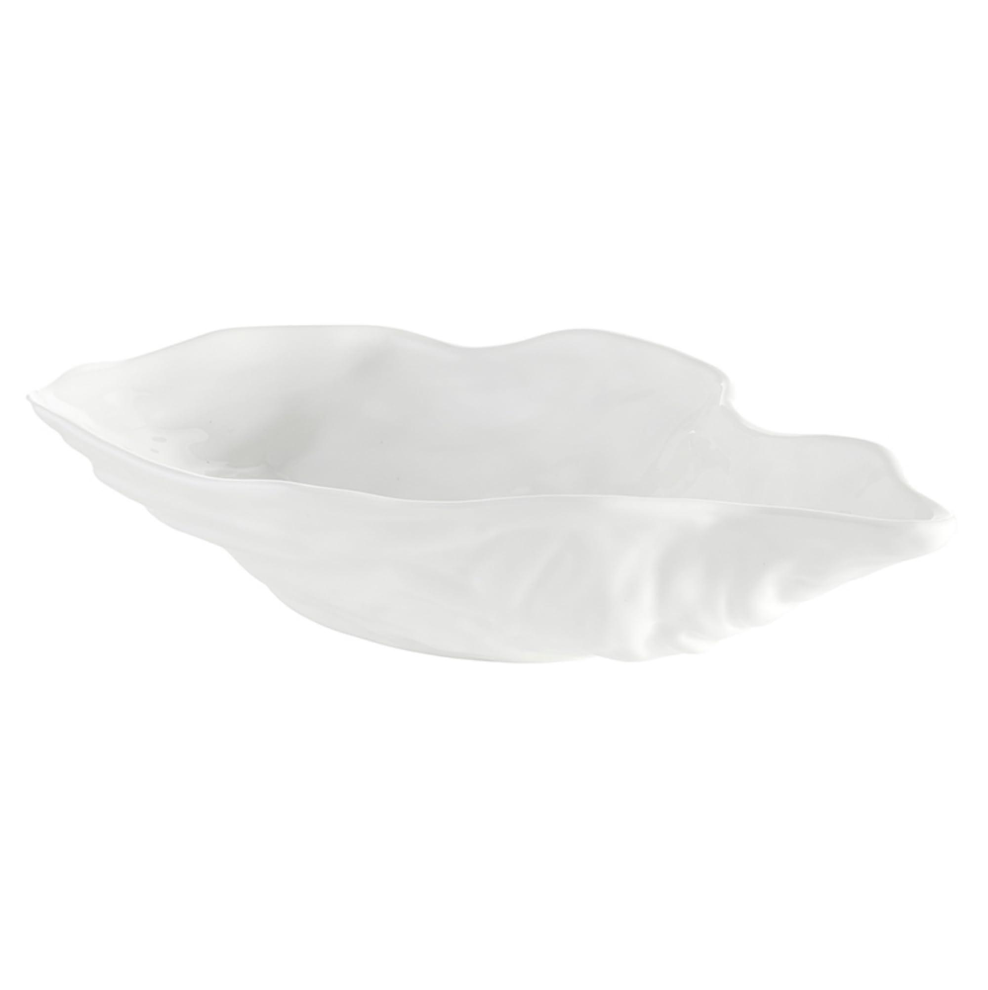 Santa Barbara Design Studios Serving Bowls - Ceramic Oyster-Shaped Bowl, Large 11" x 6.5", Gloss White