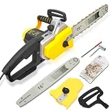 clinmday 16-Inch Self-Sharpening Electric Corded Chainsaw, 2200W Electric Logging Chain Saw with Chain Knob and Automatic Oil Sprayer, for Wood Cutting Tree Trimming Gardening US