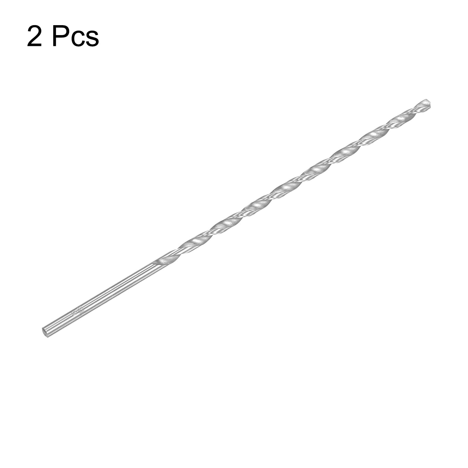 QUARKZMAN 2 Stück 5mm Metallbohrer Extra lang 250mm, HSS Bohrer, Universal-Rundschaftbohrer für Edelstahl, Holz, Aluminium, Eisen, Metall, Kunststoff, Silber
