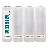 256 Rolls 18' x 1500 Ft Stretch Wrap Heavy Duty, Industrial Strength Shrink Wrap, 55 Gauge High Performance Stretch Film Replaces 80 Gauge Low Films, Clear Hand Stretch Wrap