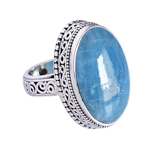Anillo de aguamarina natural en plata de ley 925 el regalo para ella ideal