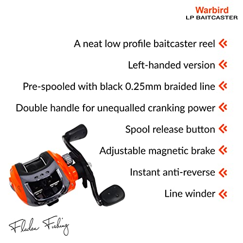 FLADEN Fishing, Warbird Baitcaster Reel, FLADEN Warbird Baitcaster Reel, Low Profile, Pre Spooled with 0.25mm braided line - Image 2
