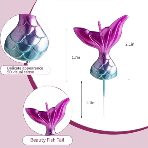 Image of Wanna Party Mermaid Candles for Underwater Theme Birthday Party and Cake Decoration-Pack of 5, Multicolor