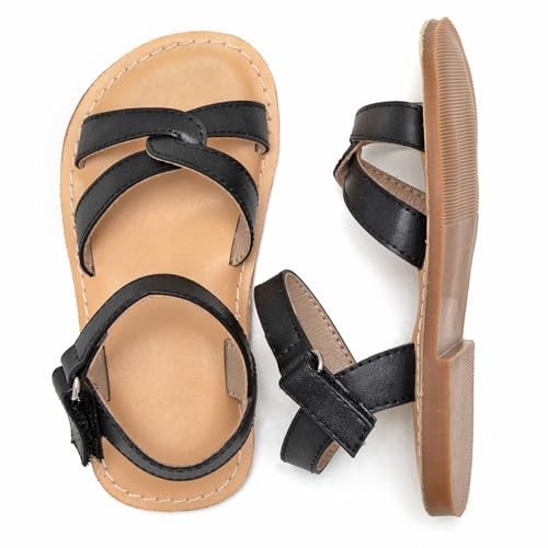 Image of Kolan Toddler Girl Sandals Open Toe Flat Princess Dress Shoes Little Kids