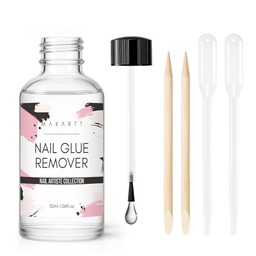 Makartt Nail Glue Remover for Press On Nails 30ml Acrylic Nail Remover Acetone Nail Polish Remover False Nail & Nail Tips Remover Brush On Nail Remover