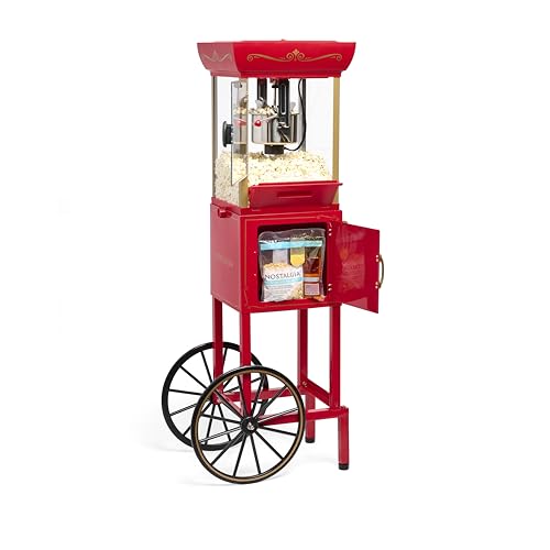 Nostalgia Popcorn Maker Machine - Vintage Theater Style Popcorn Cart With 2.5oz Stainless Steel Kettle, Makes Up To 10 Cups Easily - Bring Home the Fun with Theater Style Popcorn Machine- Red by Nostalgia - Used condition - US$118.50
