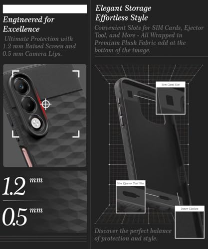 Image of WOW IMAGINE Back Cover for Oppo K13x 5G with Hexa Cube Design | Ultra Slim Soft Rubberised Case | Inner Velvet Fabric | Matte Silicone Flexible Mobile Case | Camera Protection - Black