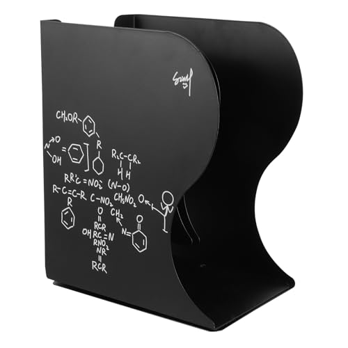 HOOWIFFY Retractable Book Clip Folding Desktop Bookshelf Black Chemical Adjustable Table Book Rack for Student Desk Organization