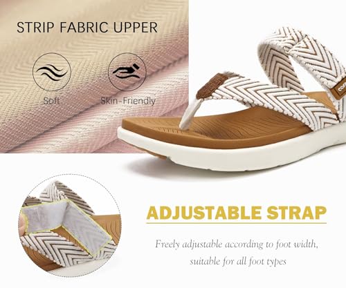 Image of COFACE Womens Trendy Orthotic Flip Flops Lightweight Yoga Mat Thick Cushion Walking Thong Sandals Adjustable Slip On Slippers With Comfortable Plantar Fasciitis Arch Support