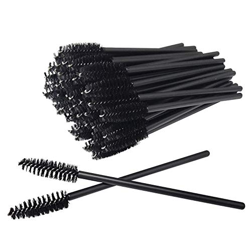 50 Pcs Black Disposable Eyelash Mascara Brushes Eyebrow Brush Eyelash Brush Mascara Brushes Mascara Wands Applicator Makeup Kits for Comb Through Lashes and Applying Mascara