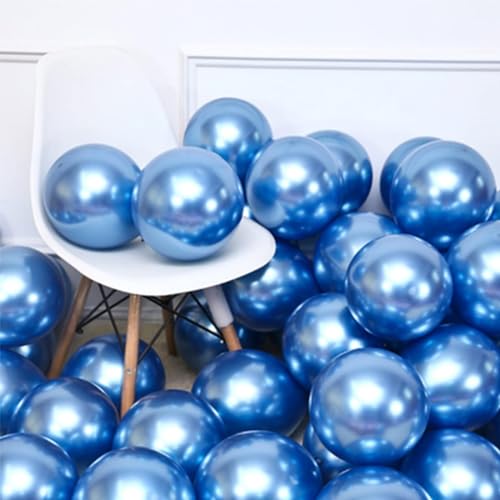 Image of Blue Chrome Balloons, 50 Pcs Metallic Balloons for Birthday, Anniversary, Engagement, Wedding, Baby Shower, Festival Party Decorations