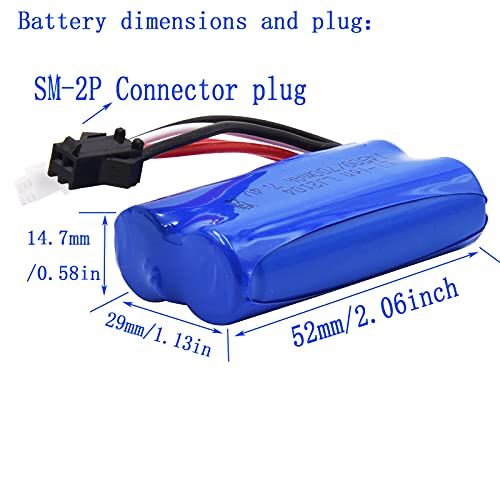Blomiky 7.4V 600Mah Li-Ion Rechargeable Battery Compatible With Some Gel Water Ball Blaster And Wpl C24 D12 Rc Truck / D12 Battery 2 #TOP1