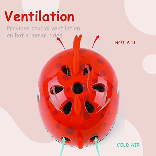 Youth Kids Bike Helmet, Adjustable and Multi-Sport for Child Boys and Girls, 2 Sizes for Kids Age 8-10-12-14 (Red Dinosaur, Medium)
