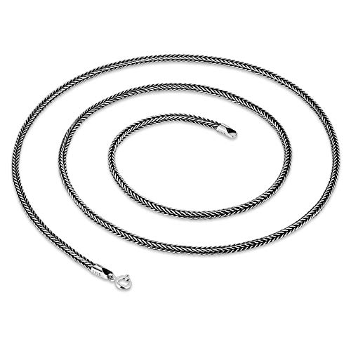 AnazoZ Collar Plata de Ley Collar Unisex Collar Plata Negro Collar Cadena...