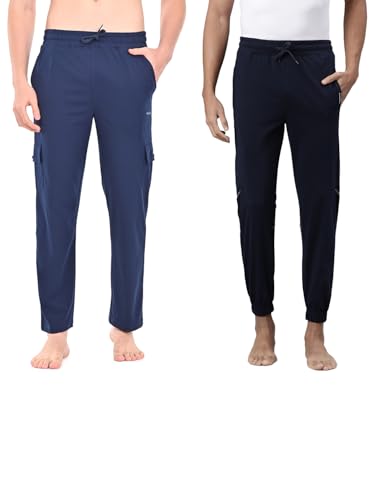 Image of Pepe Jeans Men's Mid Rise Track Pant Combo | 100% Cotton Superior Comfort For All Day Lounge Wear