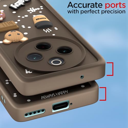 Image of Pikkme Back Cover for Vivo T4 5G / iQoo Z10 5G | Cute Fun Cartoon 3D Bear Silicone Full Body Protection Bumper Case (Brown)