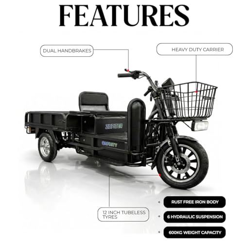 Image of Enfinity Zupiter XL Low Speed 3-Wheeler Electric Loader Scooter with 60V Lithium-Ion Battery & Charger, 80-90 km Range, 600 kg Weight Capacity, Non-RTO