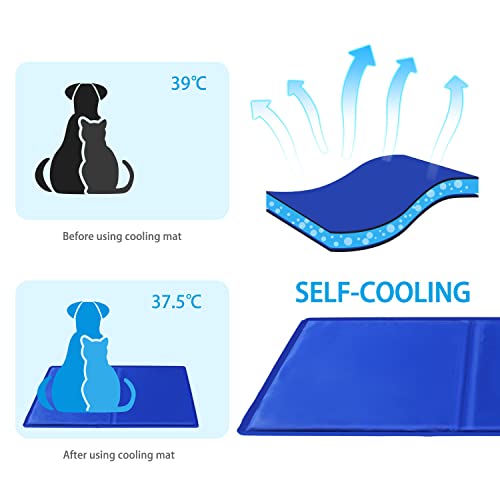 Nobleza - Kühlmatte Hunde Selbstkühlend Ungiftige Gelauflagen Welpe Katzenbett Kühlmatratze im Sommer, 65 * 50cm, Blau, M